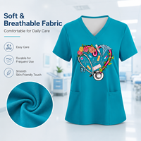 Wholesale Customized Logo Medical Scrub Top V-neck Short Sleeve Nursing Uniform Colorful Stretchy Hospital Workwear for Nurse
