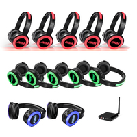 Casques de disco silencieux LED INDA 500M Range Top RF770 avec lumières RGB et émetteur XLR sans latence pour soirées dansantes, personnalisables