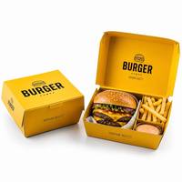 Boîte à emporter pour hamburgers et frites, boîte à emporter pour la restauration rapide personnalisée et compostable