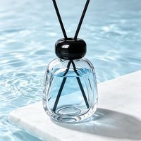 Bouteille diffuseur de parfum plate et ronde de 200 ml, élégante décoration d'intérieur, récipient d'aromathérapie avec une large surface pour étiquette personnalisée