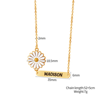 Kalung Rantai Baja Anti Karat Emas dengan Liontin Lucu yang Dapat Diukir Sesuai Pesanan, Motif Bunga Daisy, Kalung 'You Are My Sunshine'