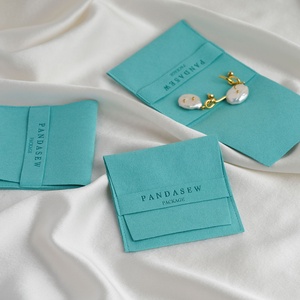 PandaSew Custom Logo Luxury Jewelry Pouch Packaging Microfiber <b>Envelope</b> Flap Package Bag - Product Image 5