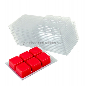 Custom Clear 6 cavity disposable plastic candle packaging wax melt clamshells box