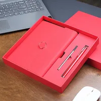 Coffret Cadeau d'Entreprise Personnalisable en Cuir PU Rigide, Carnets de Bureau A5 à Feuillets Mobiles avec Reliure Piquée et Impression UV