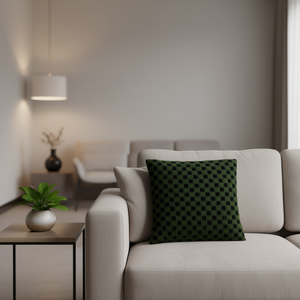 หมอนอิง DB Square ขนาด 45 ซม. สีเขียวเข้มลายตารางปักลายสไตล์หรูหราสำหรับตกแต่งห้องนั่งเล่น - Product Image 2