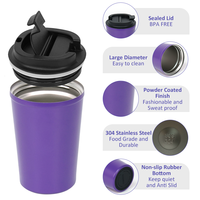 Tumbler Kopi Dinding Ganda Stainless Steel Custom untuk Kantor, Terisolasi, Dilengkapi Gagang dan Tutup Anti Tumpah