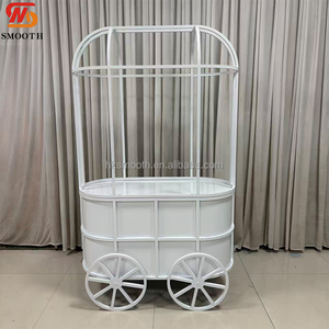 Carrito de Dulces Metálico Blanco Elegante para Bodas, Carrito Rodante para Postres, Exhibidor de Dulces para Fiestas y Eventos - Product Image 4