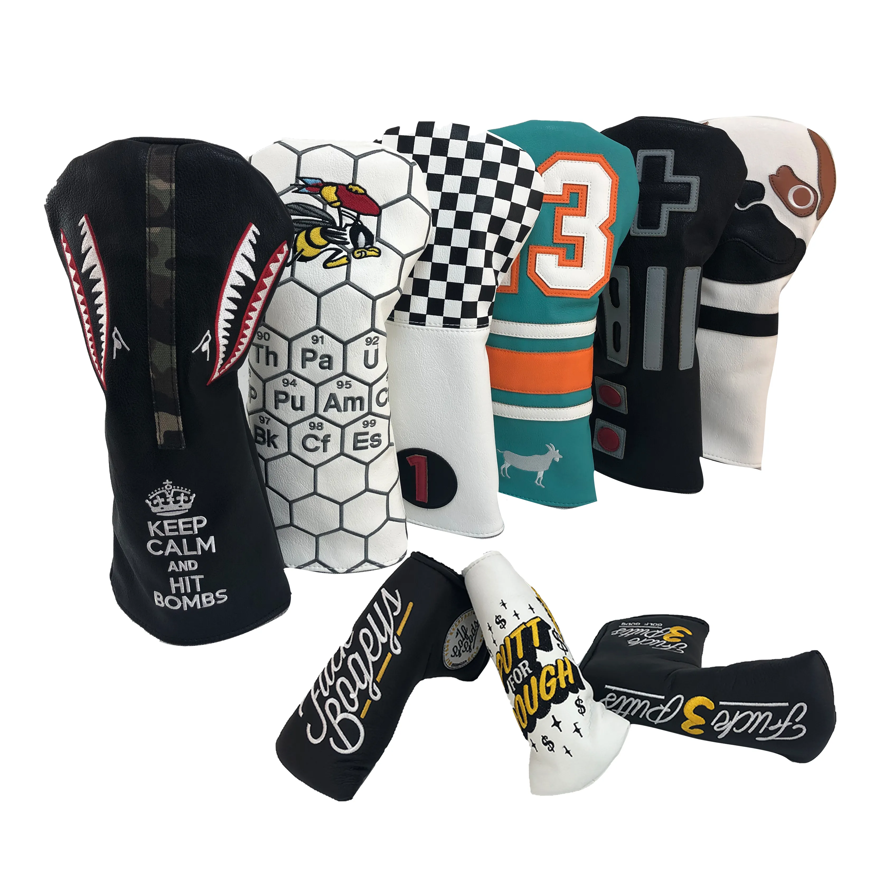 Set di copertine per mazze da Golf ricamo OEM di alta qualità driver per copertura da golf logo personalizzato design vendita calda copricapo per putter da golf