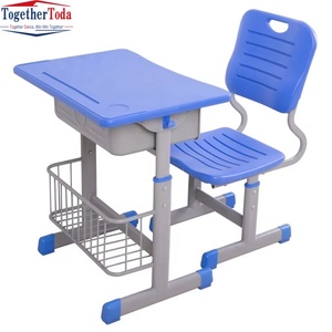 Ensemble de table et chaise d'écolier moderne en plastique, simple place, pas cher, pour écoles primaires, vente en gros - Product Image 4