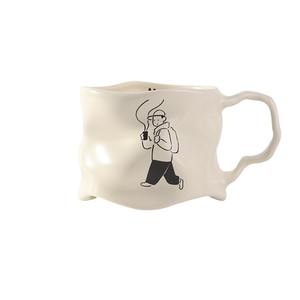 Tasses en céramique créatives irrégulières, tasses simples pour couple, tasses à café de bureau, tasses à lait et à thé pour le petit-déjeuner - Product Image 1