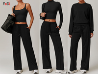 Femmes décontracté automne hiver pull costume confortable coupe ample solide quatre pièces ensemble pour le sport Jogging vêtements respirants