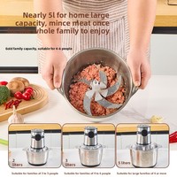 Penggiling Daging Multifungsi Stainless Steel Pembuat Makanan Bayi 2000W Pengolah Makanan Elektrik 3 Pengaturan Kecepatan Gigi Dapat Disesuaikan