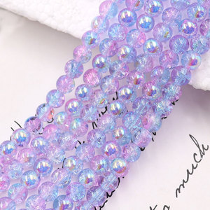 Cuentas de Cristal Craquelado de 8 mm <span class=keywords><strong>AB</strong></span>, Cristal de Vidrio Colorido Hecho a Mano al por Mayor - Blanco Naranja para Moda, para Hacer Pulseras - Product Image 3