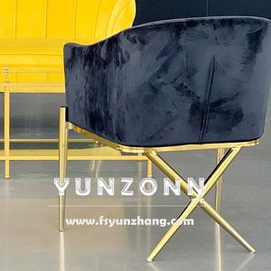 Hiện đại ăn ghế cánh tay với x Chân thép không gỉ thiết kế nhung ghế khách sạn - Product Image 1