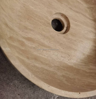 Lavabo rond en marbre travertin beige pour la décoration de la maison et de l'hôtel 2025