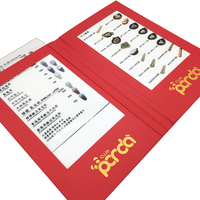 Menu de restaurant LED personnalisé 2 pages A5 M5585, livre de menu de bar LED fabriqué en PU rouge avec impression dorée