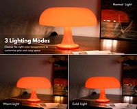 Lampe de table décorative à LED champignon orange avec interrupteur sans fil rechargeable pour chambre de restaurant