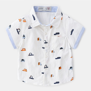 China to Uk Door to Door Shipping Service New Premium Kid <b>Boys</b> Cartoon Car Graphic Button <b>up</b> Shirt - Product Image 4