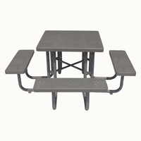 Camping commercial en plein air antique rétro métal carré table de pique-nique banc extérieur aire de jeux extérieur patio acier fer table de café