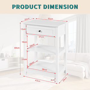 3-Tier tùy chỉnh hiện đại MDF đầu giường Bàn Cạnh Giường ngủ với một ngăn kéo và 2 kệ - Product Image 6