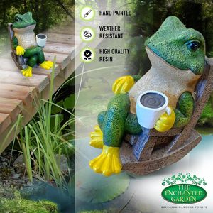 RESIN CRAFTS RELAXING <strong>FROG</strong> WITH COFFEE OUTDOOR DECORATION ANIMAL FIGURINE <strong>FROG</strong> STATUE for PATIO,YARD - Product Image 5