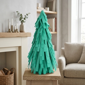Mini <span class=keywords><strong>sapin</strong></span> <span class=keywords><strong>de</strong></span> Noël Aqua Menthe <span class=keywords><strong>en</strong></span> feutre à franges, scintillant, thème Glacé et Côtier, décoration pastel - Product Image 2