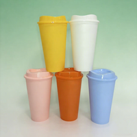 Gobelet de voyage réutilisable en plastique multicolore avec couvercle à boire directement, sans BPA, pour boissons froides, idéal pour la salle de sport, café glacé et jus