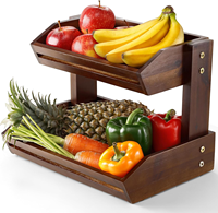 Étagère en bois robuste pour fruits et légumes, facile à assembler, bleue, organiseur de rangement en bois pour fruits et légumes.
