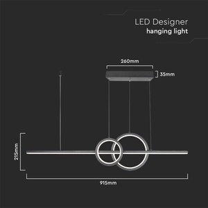 15W 1500lm Design moderno lampada a sospensione a LED 2 anelli + barra a LED colore nero 4000K SKU-6935-illuminazione/ - Product Image 6