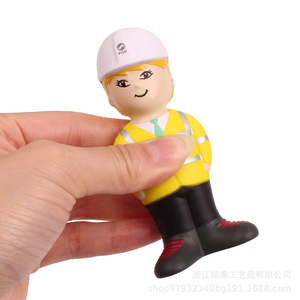 Figura de juguete de trabajador de espuma Puf con chaleco de seguridad y casco para decoración de escritorio - Product Image 5