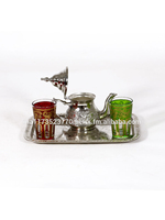 Théière marocaine artisanale en aluminium avec motif gravé, finition cuivre argenté, pour toutes les occasions et décoration intérieure