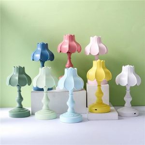 Lotus Flower LED Desk Lamp Touch Control Battery Powered Retro Modern <b>Table</b> Lamp for Students Children Bedroom <b>Bedside</b> Hotel Use - Product Image 2