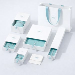 Boîte à bijoux de luxe personnalisée avec tiroir rigide, insert en velours, estampage à chaud, logo personnalisé, livraison directe d'usine - Product Image 6