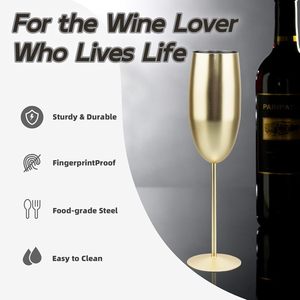 Flûte à champagne en acier inoxydable avec logo personnalisé, pour les célébrations de mariage, élégante coupe à champagne en métal doré - Product Image 3