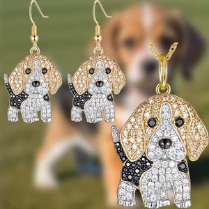 Serie Canina - Lindo Conjunto de Collar y Pendientes con Colgante de <span class=keywords><strong>Beagle</strong></span> de Dibujos Animados, Joyería Personalizada de Moda para Mascotas, Regalo, Recuerdos - Product Image 2
