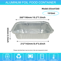 Barquettes jetables en aluminium de 1900 ml, rectangulaires, argentées, robustes, pour plats à emporter, barbecue, cuisson, rôtissage de poulet, vente en gros