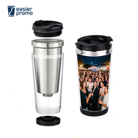 Mug de voyage personnalisé 16 oz avec insert photo DIY, double paroi, revêtement en acier inoxydable