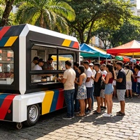 Camion de restauration rose multifonctionnel, chariot de repas mobile, stand électrique pour petit-déjeuner, chariot de vente de restauration rapide pour sites touristiques
