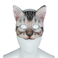 Karnaval Halloween Topeng Digital Printing Motif Hewan Kucing untuk Pasokan ODM