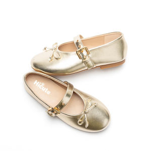 Scarpe da bambina stile principessa, Mary Jane oro metallizzato con fiocco, scarpe eleganti per feste, ideali per completi da bambina - Product Image 3