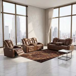 Sofá Reclinable Multifuncional de Cuero Frank con Portavasos y Almacenamiento Oculto, Ideal para Espacios Multiusos en Habitaciones de Huéspedes - Product Image 1