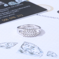 OUGEPHELI Bague en Argent Sterling 925 Plaqué Or/Argent avec Moissanite en Grappe et Sertissage Pavé, Bande Ouverte, Bijou Tendance pour Femme