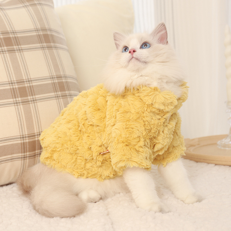 Brushed rabbit fur jacket - yellow