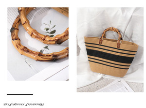 Borsa intrecciata in filo di cotone borsa di grande capacità borsa intrecciata da <span class=keywords><strong>donna</strong></span> a righe semplici - Product Image 6