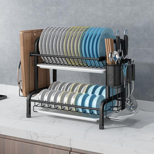 Égouttoir à vaisselle en acier inoxydable taille L, multifonctionnel, avec fonction de séchage rapide, organiseur de rangement pour assiettes et ustensiles - Product Image 1