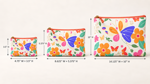 Juego de Bolsas con Cierre de Cremallera con Diseño Personalizado de Mariposas y Flores, Material de Lona, para Uso Diario, 3 Piezas, Tamaño Mediano - Product Image 2