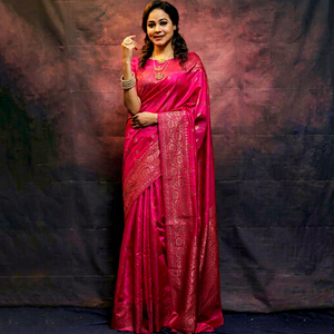 Wholesale Luxury Banarasi Silk <b>Saree</b> <b>for</b> <b>Women</b> | Premium Woven Zari Border Wedding Party Wear Designer <b>Saree</b> with Blouse Piece - Product Image 3
