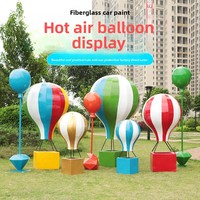 Sculpture d'attrape-vent en fibre de verre en forme de montgolfière simulée, finition brillante imperméable, style Art déco moderne pour aménagement paysager extérieur