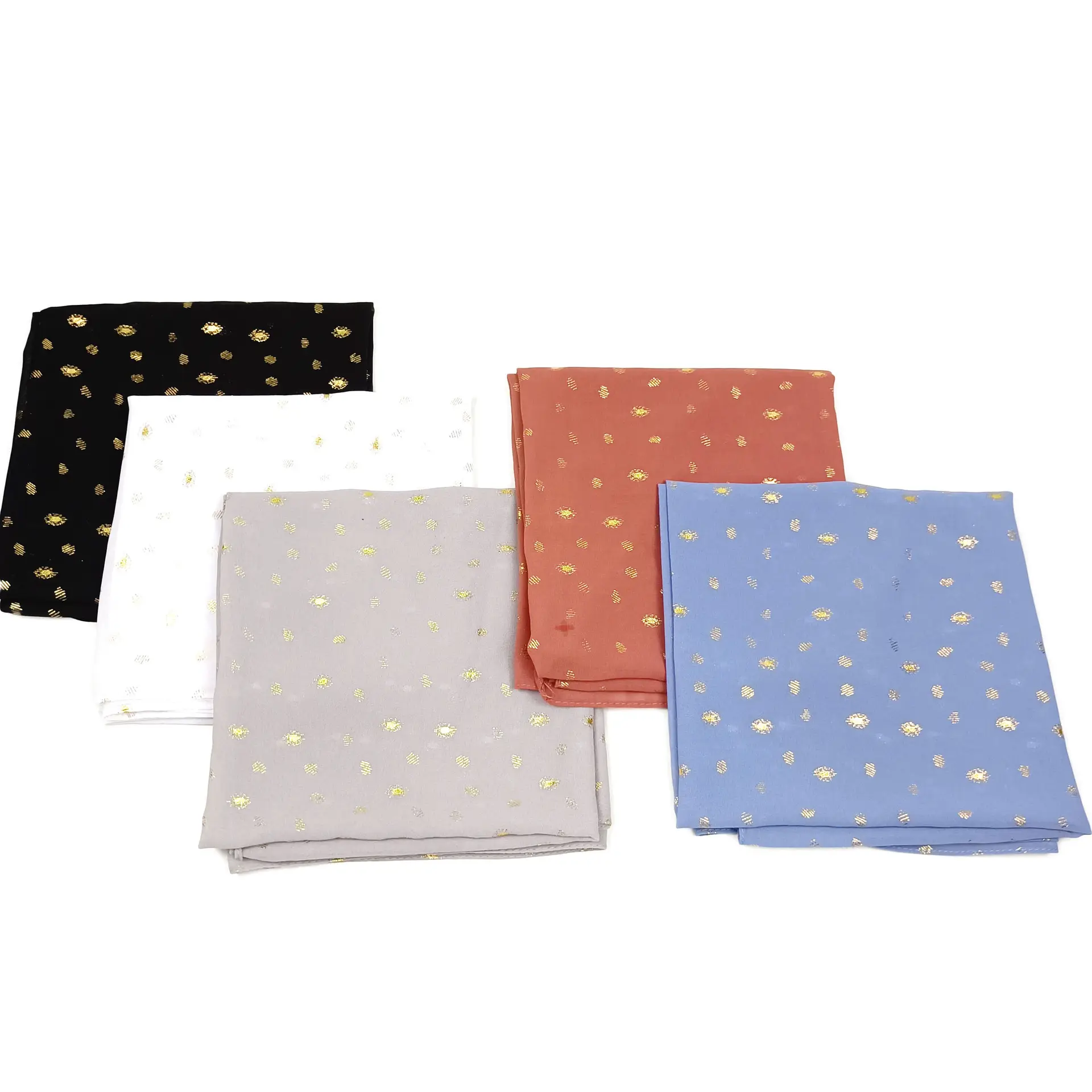 New round gold small square towel pearl chiffon square towel 90cm monochrome scarf for women