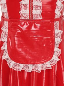 Costume da <span class=keywords><strong>donna</strong></span> in Pvc in pelle da <span class=keywords><strong>donna</strong></span> per Cosplay in pizzo con grembiule set di giochi di ruolo da cameriera uniforme tentazione Anime Cosplay costumi - Product Image 5